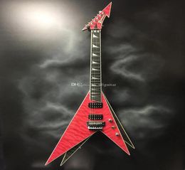 Cuatom Roman Abstract V Twin Guitar Vinnie Vincent Flying V Double V Rose Guitare électrique Floyd Rose Tremolo Bridge Ebony Fingerbo5645728