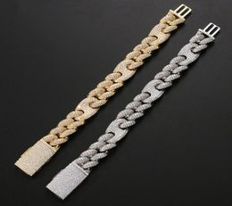 Bracelet cuba bracelet bracelet hiphop bracelet en diamant complet micro cubic zirconi les bijoux de bijoux cuivre placing 14k gold mode6999170