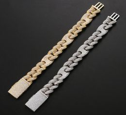 Bracelet cuba bracelet bracelet hiphop bracelet en diamant complet micro cubic zirconi les bijoux de bijoux de cuivre 14K fashion7245313