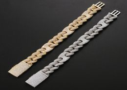 Bracelet cuba bracelet bracelet hiphop bracelet en diamant complet micro cubique zirconi les bijoux de bijoux de cuivre 14K fashion5298173