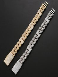 Bracelet cuba bracelet bracelet hiphop bracelet en diamant complet micro cubique zircone hommes bijoux cuivre placing 14k gold mode4030466