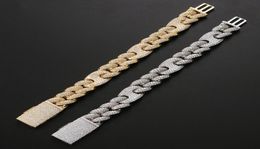 Bracelet cuba bracelet bracelet hiphop bracelet en diamant complet micro cubic zirconi les bijoux de bijoux de cuivre 14K fashion6253283