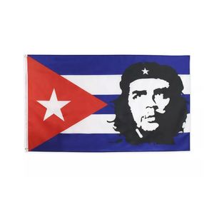 Bandera de Cuba Memorial Revolution Hero Che Guevara Banderas de 3x5 pies Banderas de poliéster 100D Interior Exterior Color vivo Alta calidad con dos ojales de latón