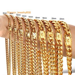 Cuba gouden kraan gesp roestvrijstalen titanium stalen dichtheid 8 mm/10 mm/12 mm/14 mm/16 mm Miami Cuban Link Roestvrij staal Gold Chainsvvs