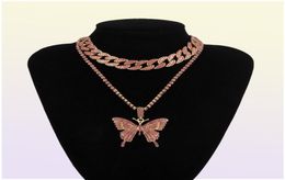Chaîne cubaine Big 3d Butterfly créateur de mode diamants de luxe déclaration pendentif collier ras du cou pour femme filles hip hop bijoux 7294199