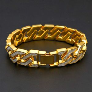 Cubaanse keten Europese armband voor Mens Tops Kwaliteit Pop Club Accessoires Ice Out Hip Hop Armbanden Gold Plating Bangle Zircon Chains Charms