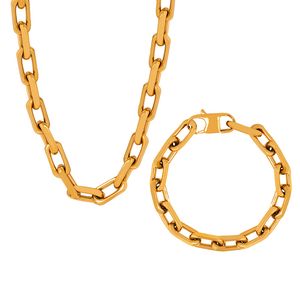 Cuban Chain Gold Dikke ketting Hip Hop ketting Bracelet Titanium stalen roestvrijstalen ketting 18k goud veelzijdige mannen en vrouwen accessoires