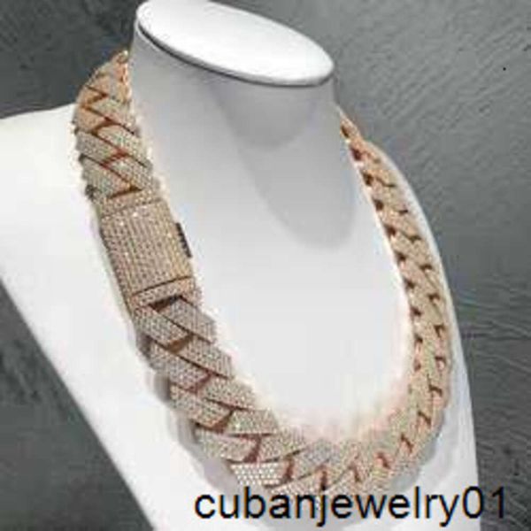 Chaînes cubaines lien diamant collier en or 20mm largeur 3 rangées hop bijoux de hanche glacé diamants moissanite liens cubains chaîne colliers bracelet de créateur livraison gratuite