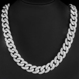 Bijoux cubains Lien de largeur de 11 mm D VVS Moisanie Diamond Gold Silver White plaqué blanc