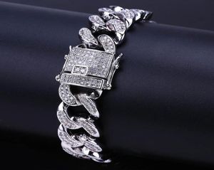 Bracelet à maillons cubains pour hommes, bijoux Hip Hop en Zircon, or, argent, cuivre épais, glacé, chaîne CZ, 8quot Miami Fashi5908553