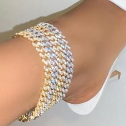 Cubaanse link ketting andlets voor vrouwen ijs uit zirkoon enkelarmband op blote voeten voet kettingen strand boho sieraden tobillera