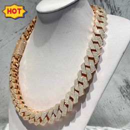 Chaîne à maillons cubains bracelet en chaîne moissanite bijoux de créateur collier en or 20mm largeur 3 rangées bijoux hip hop colliers glacés chaînes de créateurs pour hommes chaîne de glace