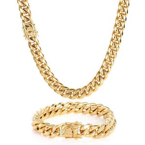 Collier de chaîne de liaison cubaine Ensemble de bijoux 18K