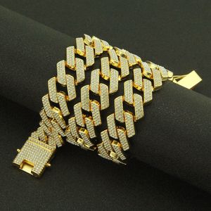 Cubaanse schakelketting armband set zware 18K vergulde metalen zirkoon ketting voor jongens meisjes ontwerp gesp mode-sieraden