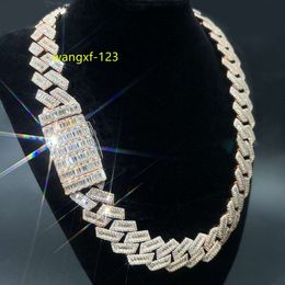 Collier à maillons cubains bijoux de créateur personnalisation Baguette Moissanite diamant collier cubain chaîne Hiphop entièrement glacée Passer le test de diamant chaîne moissanite