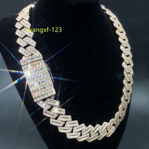 Cubaanse schakelketting designer sieraden Maatwerk Baguette Moissanite Diamond Cubaanse ketting Volledige Iced Out Hiphop Chain Pass The Diamond Test moissanite ketting