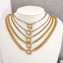 Cuban Link ketting vrouwen mannen choker roestvrij staal geometrische link cuba ketting basic diy gouden zilveren kleurgespitsontwerp