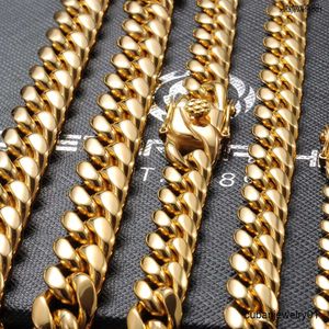 Cubaanse ketting 6 mm/8 mm/10 mm/12 mm hiphop hoog gepolijst goud kleur 316L roestvrij staal Curb Cubaanse ketting cadeau voor mannen sieraden