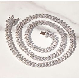 Collier cubain en argent S925, chaîne à une rangée de 6 à 10mm, lien Miami glacé, lien Hip Hop avec certificat Gra, bijoux