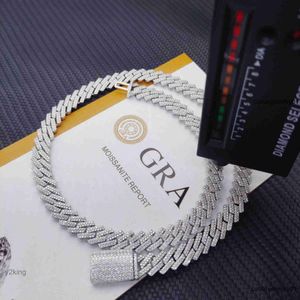 Cubaanse ketting Pass Diamond Test 8-14mm breed Gra Moissanite 18k gouden sterling zilveren schakelketting voor mannen hiphop J4G6