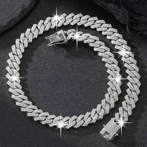 Collier cubain Pass Diamond Test Diamant Or 18 carats Argent Sterling Chaîne à maillons cubains pour hommes Collier Hip Hop 014t8p