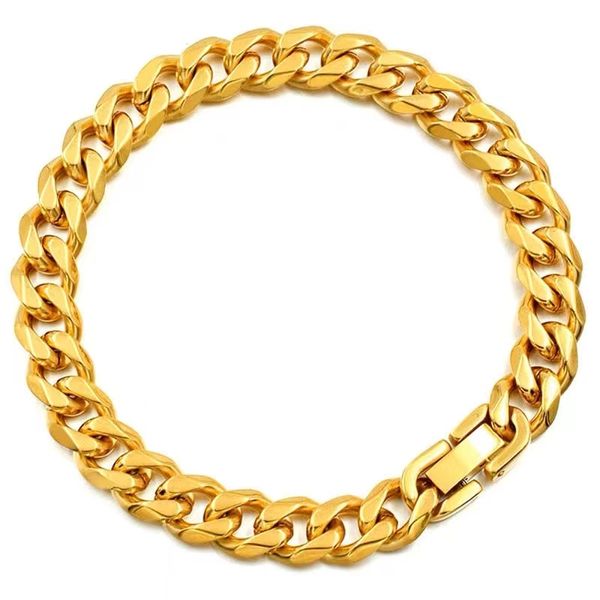 Collier cubain avec colliers hip-hop 18K plaqués d'acier au titane avec une boucle décorative ronde spéciale qui ne se décolore pas