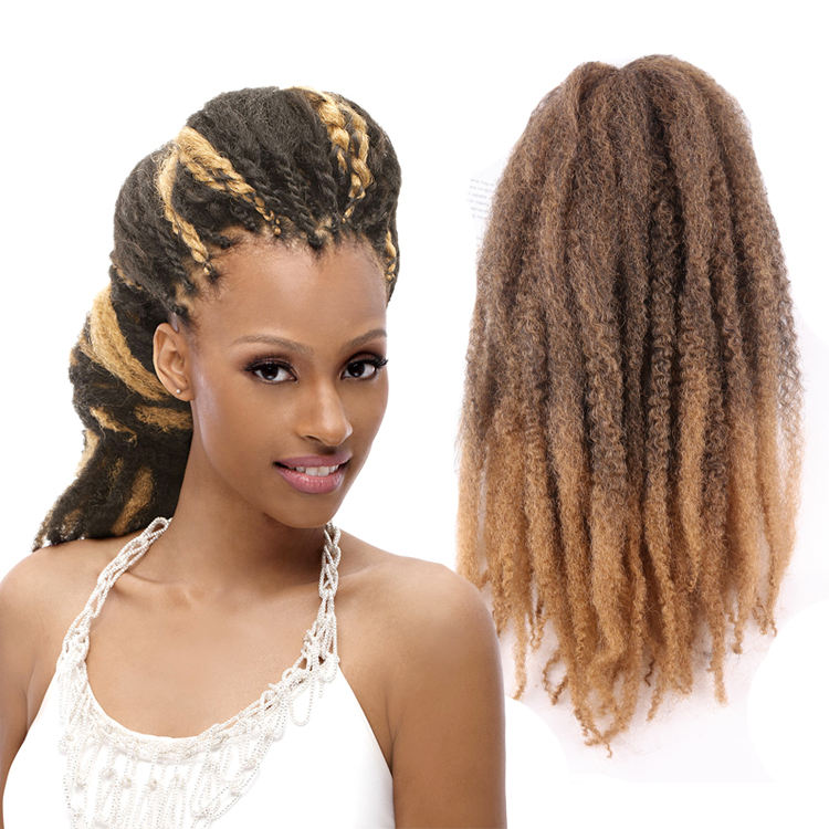 Küba Twist Afro Kinky Marley Braid Saç Kanekalon Ombre Yumuşak Kıvırcık Tığ işi Saç Dökme Sentetik Saç Örgüler için