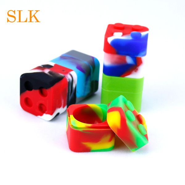 Cube 10 + 1 ml de cire de silicone contenants de dab mélanger rouge jaune vert outil de dab pot de stockage dab huile lisse concentré d'herbes sèches conteneur boîte carrée