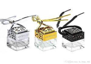 Cube Car Perfume Perfume Car Perfume Perfume Faiilles d'air pour les huiles essentielles Percette de diffuseur vide Bouteille en verre or Silver Bla4585824