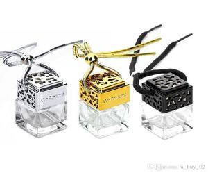 Cube Car Perfume Perfume Car Perfume Perfume Faiilles d'air pour les huiles essentielles Percette de diffuseur Vide Bouteille en verre or Silver Bla1006223