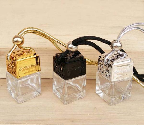 Cube voiture bouteille de parfum voiture suspendus parfum rétroviseur ornement pour huiles essentielles diffuseur parfum bouteille en verre vide 8ML SN2520