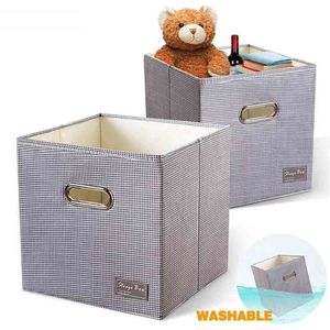 Cube Pliant Oxford Tissu Boîte de rangement Lavable Armoire Bacs Jouets Organisateur Portable Conteneur Panier 210922