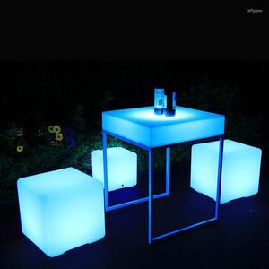 Lampe Cube lumineuse pour pelouse, jardin extérieur, tabouret carré lumineux, Restaurant, chambre à coucher, Bar, décoration de piscine, télécommande