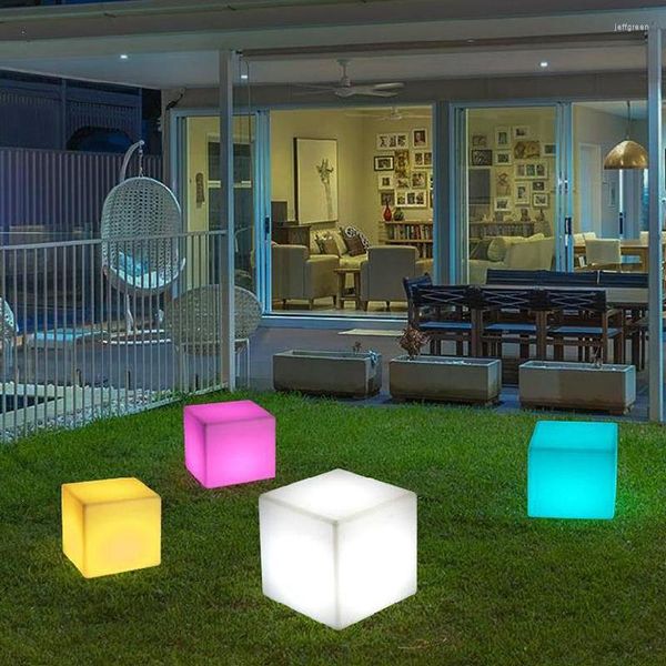 Cube lumière lampes de pelouse d'extérieur rechargeable chaise carrée chambre intérieure lampe lumineuse piscine Bar Table éclairage