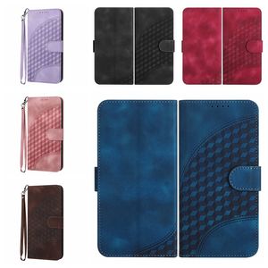 Étuis portefeuille en cuir Cube Sqaure pour iPhone 15 14 Pro Max 13 12 11 XR XS X 8 7 6 Plus Iphone15 Fentes pour cartes d'identité de crédit Titulaire Flip Cover Business Fashion Sangle de pochette magnétique