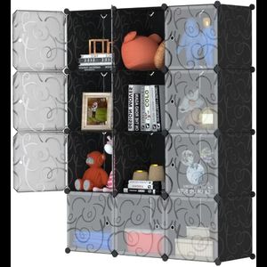 Almacenamiento de cubos con puertas Organizador de 12 cubos Estantería Armario Estantes para ropa Negro 3 4 cubos 240223