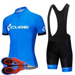Cube Team Ropa Ciclismo Ademend Mens Cycling Korte Mouw Jersey Bib Shorts Set Summer Road Racing Kleding Outdoor Fiets Uniform Sports Pak S21052818