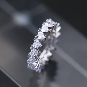 Kubieke zirkoonringen vrouwen bruidsmeisje vierkant drop hart diamant verloving trouwring cadeau fijne sieraden wil en zandig