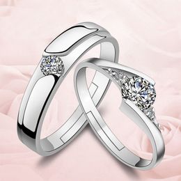 Cubic Zirconia Diamond Ring Open verstelbaar paar verlovingsringen voor vrouwelijke heren trouwsets Will en zandige mode -sieraden