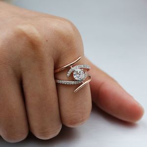 Cumbic Zirconia Diamond Ring Se séparation Anneau de fiançailles Alloge de mariage pour femmes bijoux de mode et cadeau sablonneux