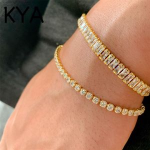 Pulsera de tenis de oro de circonia cúbica, pulseras de cadena para mujeres y hombres, Color dorado, joyería para hombre CZ 246t