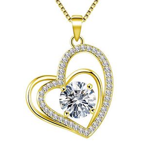 Coubic Zirconia Heart Pendant Collier Silver Gold Chains Diamond Femmes Colliers Fashion Bijoux et Gift Sandy