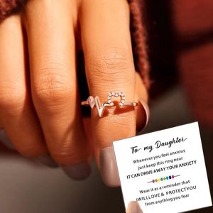 Zirkonia Hartslag Golf Hol Liefde Hart Ring Open manchet Verstelbaar Nieuw in Bling Vingerringen Esthetische sieraden Cadeaus voor meisjes Dochter Vrouwen Groothandel