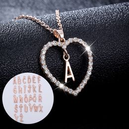 Cubic Zirconia Love Heart Crystal Hanger Kettingen Initial Romantic Gold Color 26 Letters Charme Ketting Dames Choker Sieraden Geschenken