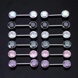 Anneaux de mamelon en zircone cubique haltère Sexy cristal Piercing mamelons bouclier acier inoxydable 316L piercing bijoux de corps