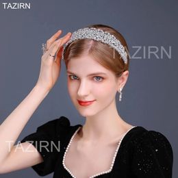 Zirkonia Bruiloft Bruid Hoofdband Sweet 16 Prinses CZ Tiara's en Kronen voor Vrouwen Prom Party Haar Sieraden Accessoires 240102