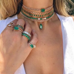 Bagues de mariage en zircone cubique pour femmes, nouveau Design créatif à la mode, cristal vert, bijoux de fête de mariée en France