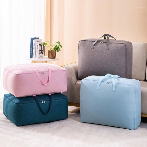 Cuboid Quilt Storage Bag Portable antipoussière pour la poussière d'habillement de vêtements avec des sacs de tirette