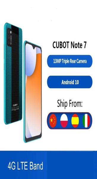 Cubot Note 7 Smartphone Triple caméra 13MP 4G LTE écran 55 pouces 3100mAh Android 10 double carte SIM téléphone portable déverrouillage du visage9351843