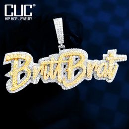 CUC personnalisé pinceau Script Cursive lettre nom pendentif pour femmes hommes HipHop collier complet Zircon personnalisé bijoux 240106